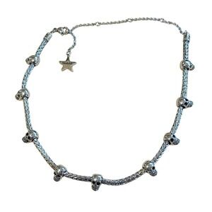 Dalmata D Skull Goth Punk Necklace CHoker Chain Rockabilly Stainless Steel 17"